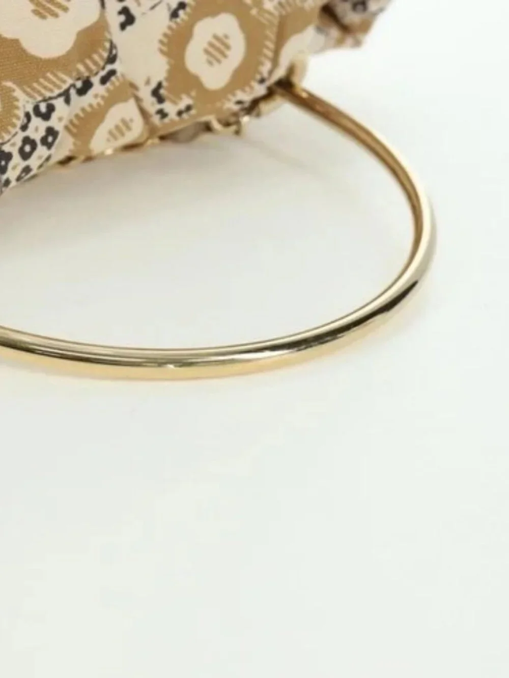 CHANEL Camelia Hand Bag Canvas Beige Gold CC Auth BAZ669V